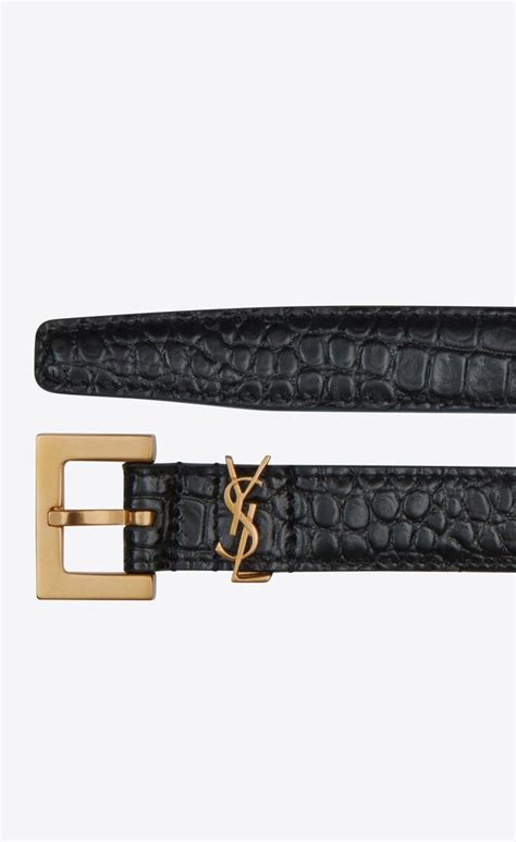 ysl croc belt|CASSANDRE belt in crocodile.